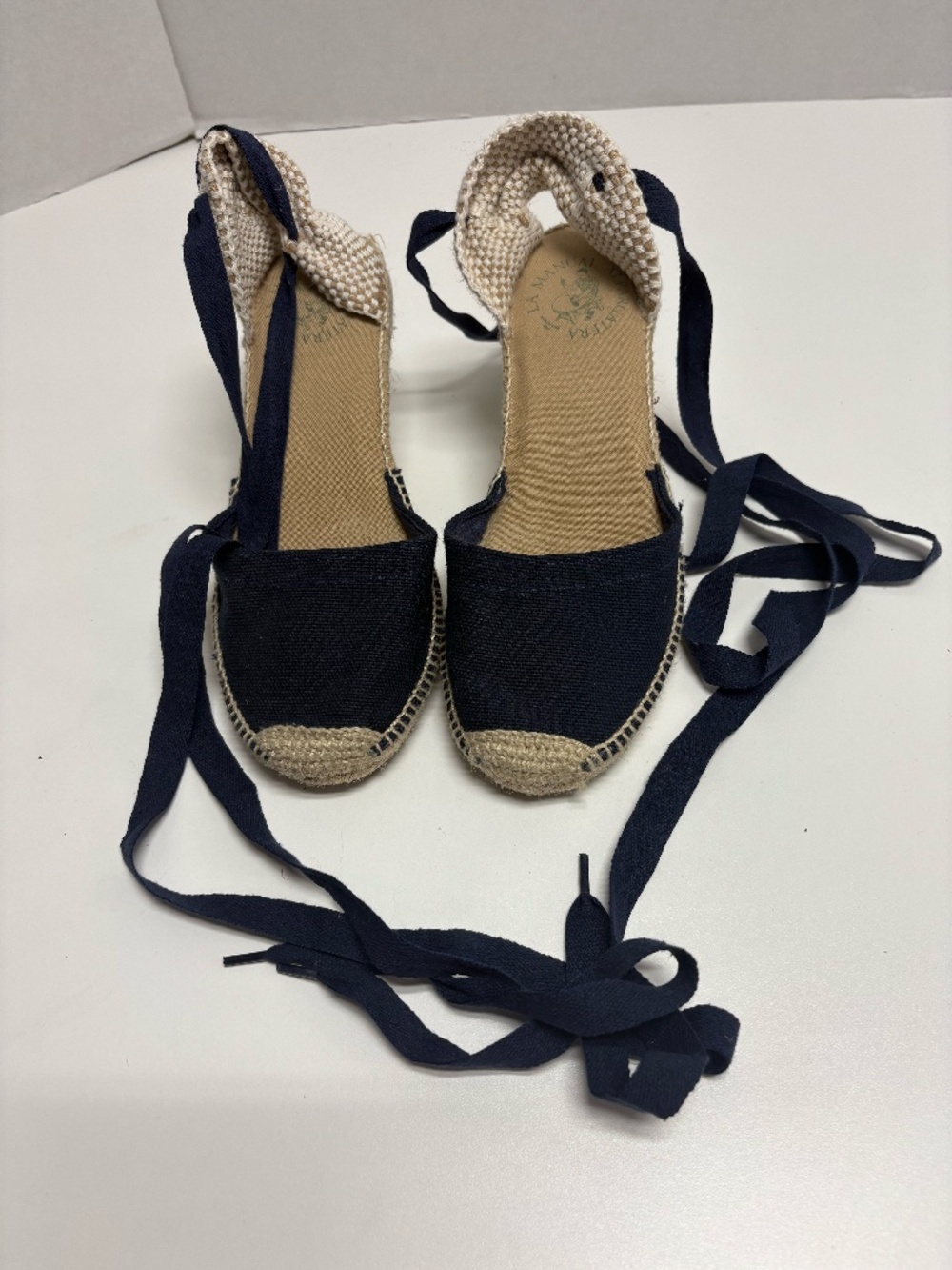 Alpargatera La‎ Manual - Blue Espadrilles With Jute Wedge - Size 37 (6.5 US)